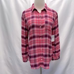 Old Navy Girls Plaid Flannel Pink Sz XL